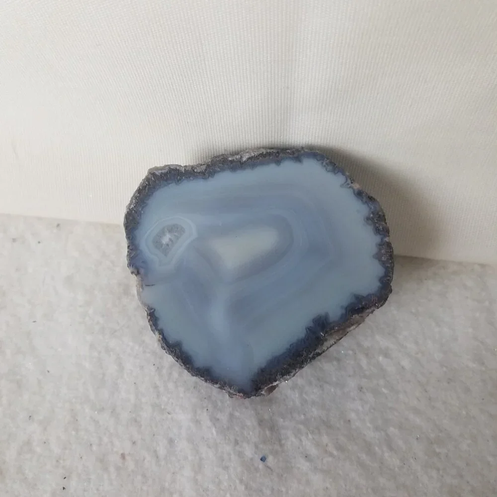 Polished‎ Stunning Agate Geode Paperweight Blue grey striations